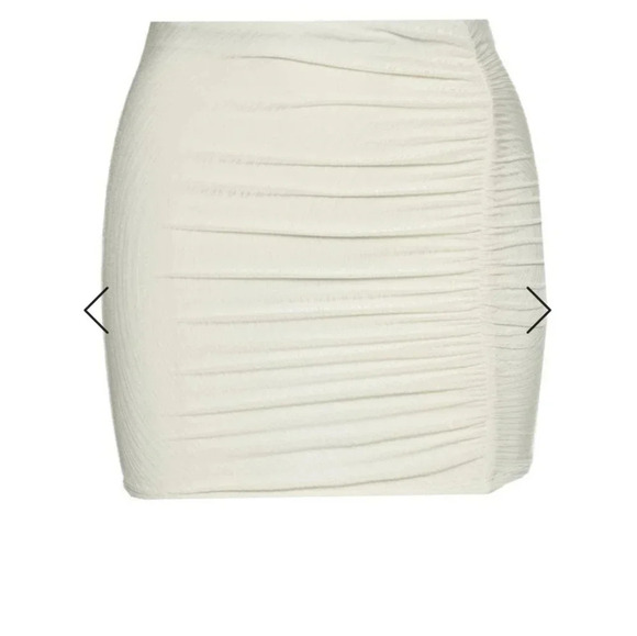 NEW naked wardrobe the extra mini skirt ruched white‎ bodycon XS - Picture 2 of 5
